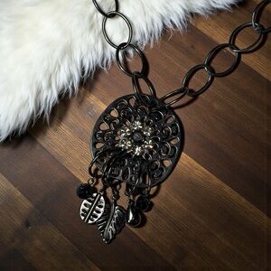 Dark Metal Boho Chain Link Bling Adjustable Statement Necklace